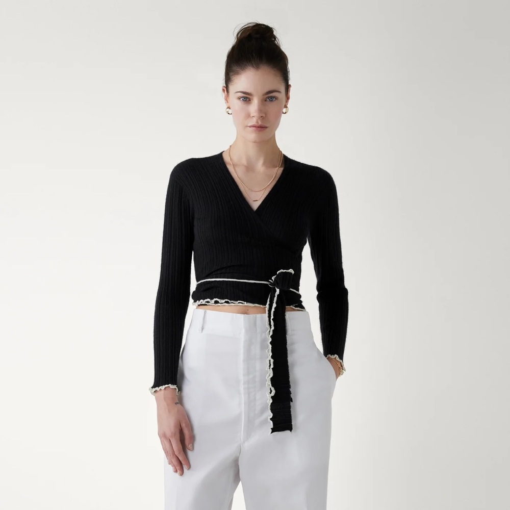Guest in Residence 100% cashmere ribbed wrap cardigan